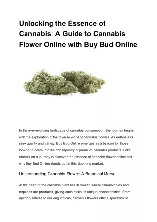 Unlocking the Essence of Cannabis_ A Guide to Cannabis Flower Online with Buy Bud Online