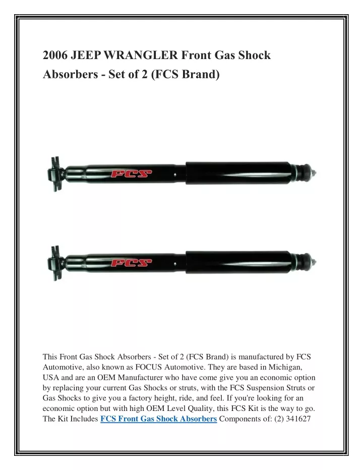 2006 jeep wrangler front gas shock absorbers
