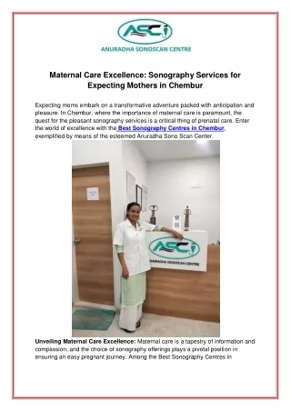 Maternal Care Excellence  Sonography Services for Expecting Mothers in Chembur