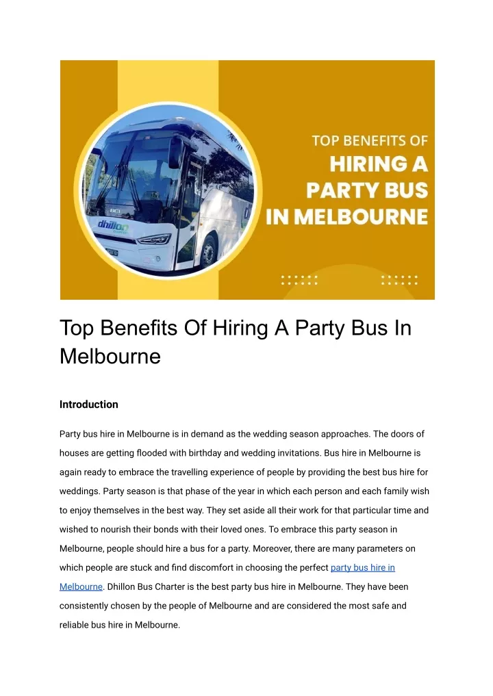 top benefits of hiring a party bus in melbourne