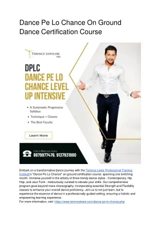 dance pe lo chance on ground dance certification course