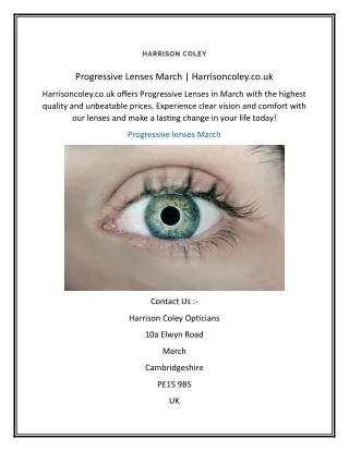 Progressive Lenses March  Harrisoncoley.co.uk
