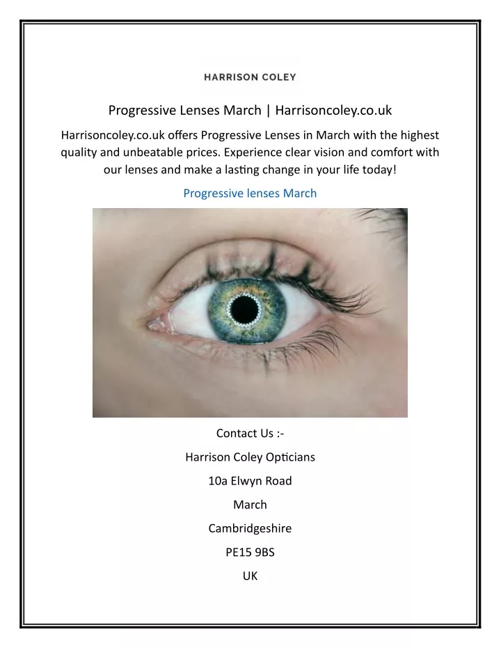 progressive lenses march harrisoncoley co uk