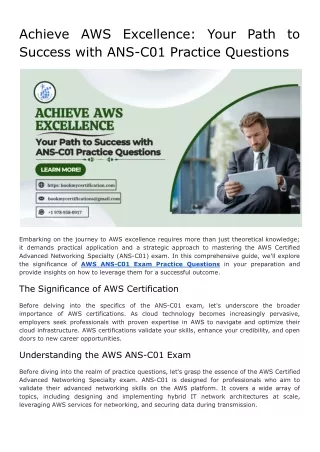 achieve success with ans c01 practice questions