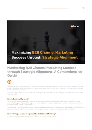 Maximizing B2B Channel Marketing Success through Strategic Alignment A Comprehensive Guide