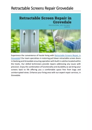 Retractable Screens Repair Grovedale
