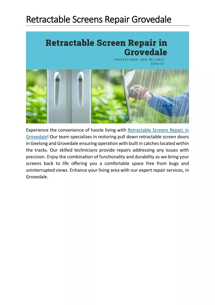 retractable screens repair grovedale retractable