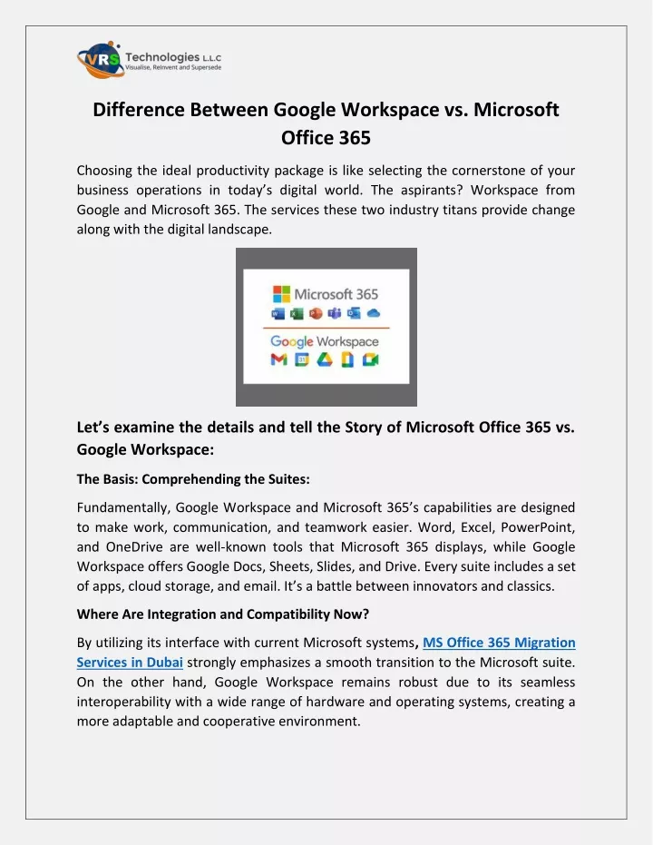 difference between google workspace vs microsoft