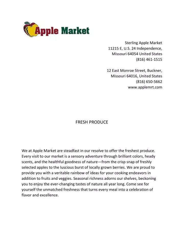 sterling apple market 11215 e u s 24 independence