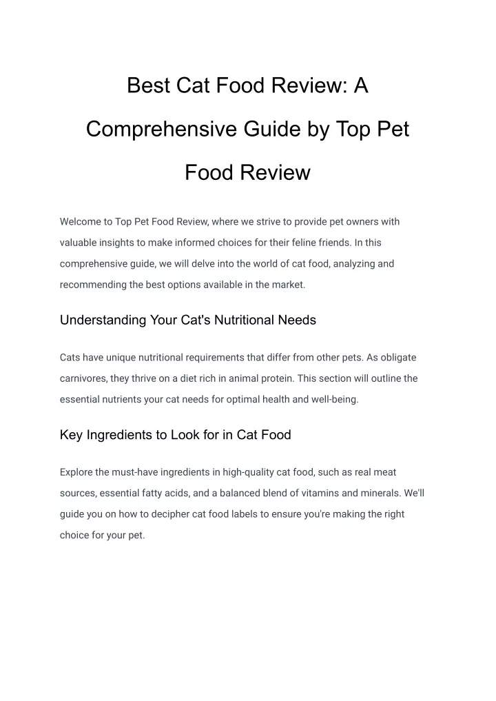 best cat food review a