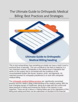 The Ultimate Guide to Orthopedic Medical Billing - Best Practices and Strategies