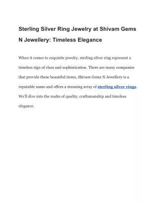 Sterling Silver Ring Jewelry at Shivam Gems N Jewellery_ Timeless Elegance