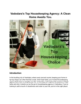 Exceptional Housekeeping Services in Vadodara | Professional Cleaning Solutions