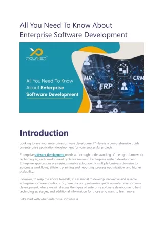 All You Need To Know About Enterprise Software Development