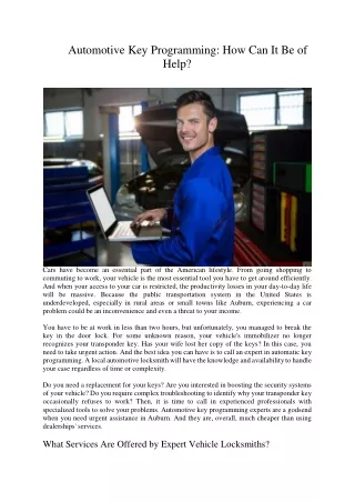 automotive key programming how can it be of help