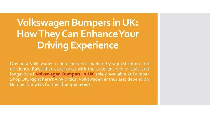 volkswagen bumpers in uk how they can enhance your driving experience