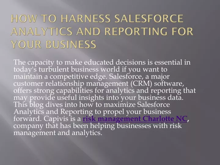 how to harness salesforce analytics and reporting for your business