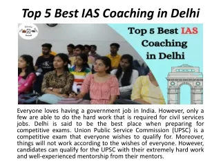 Top 5 Best IAS Coaching in Delhi