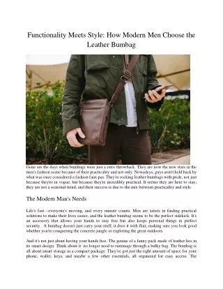 functionality meets style how modern men choose