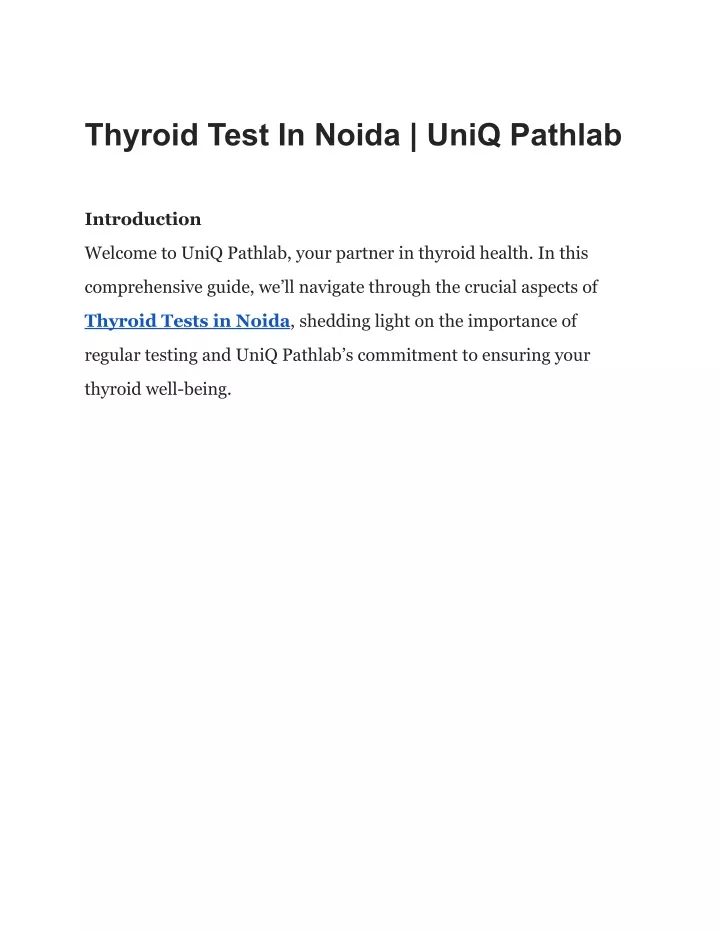 thyroid test in noida uniq pathlab