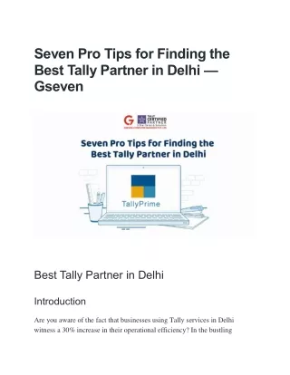 Seven Pro Tips for Finding the Best Tally Partner in Delhi