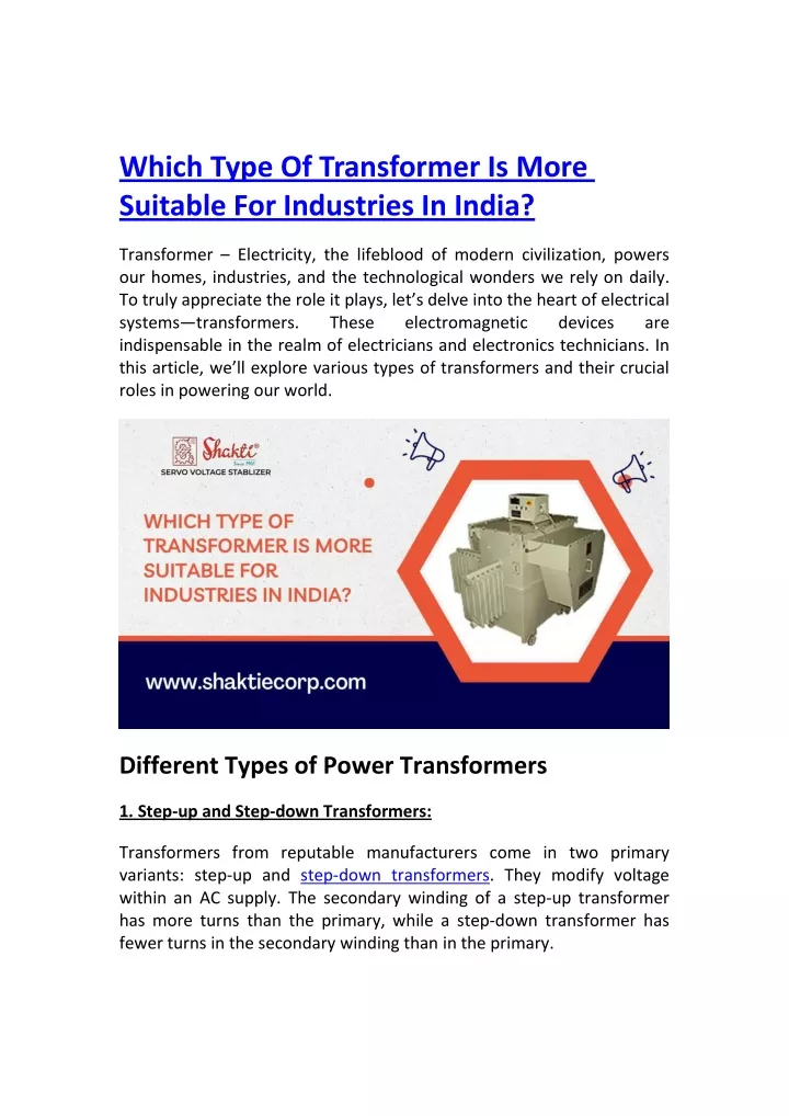 which type of transformer is more suitable