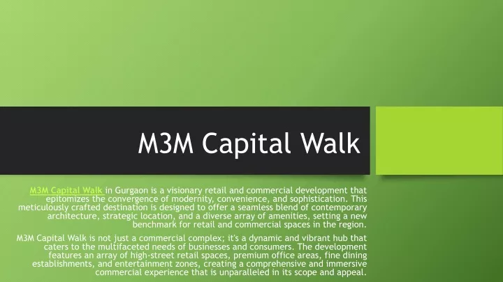 m3m capital walk