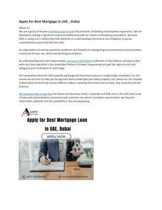 Apply For Best Mortgage in UAE