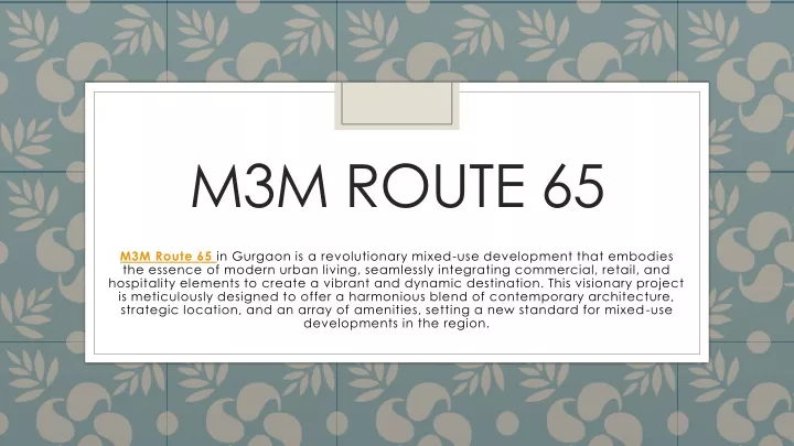 m3m route 65