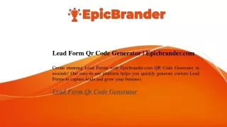 Lead Form Qr Code Generator  Epicbrander.com