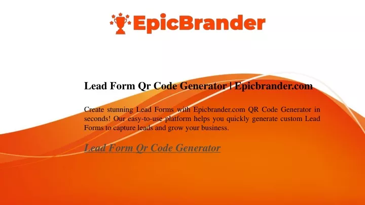 lead form qr code generator epicbrander