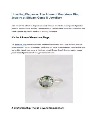 Unveiling Elegance_ The Allure of Gemstone Ring Jewelry at Shivam Gems N Jewellery