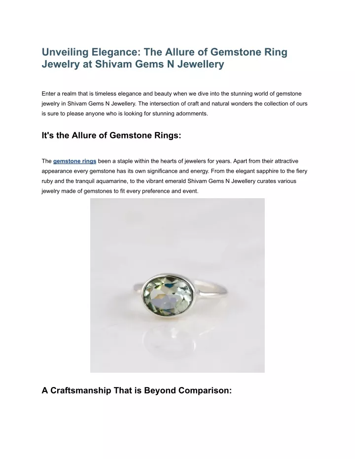 unveiling elegance the allure of gemstone ring