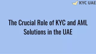 The Crucial Role of KYC and AML Solutions in the UAE