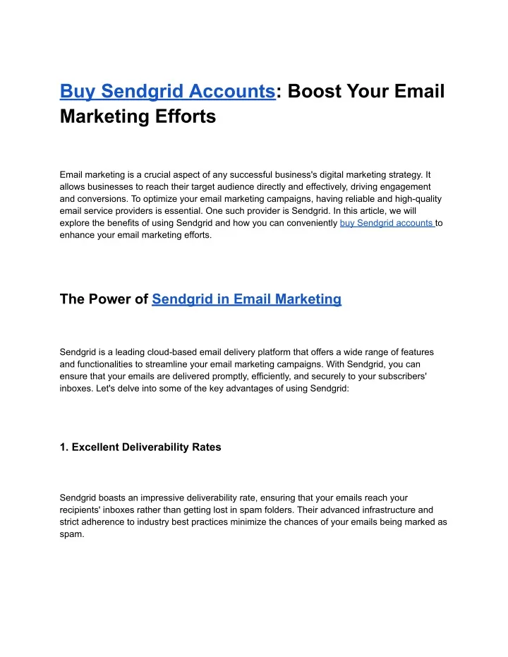 buy sendgrid accounts boost your email marketing