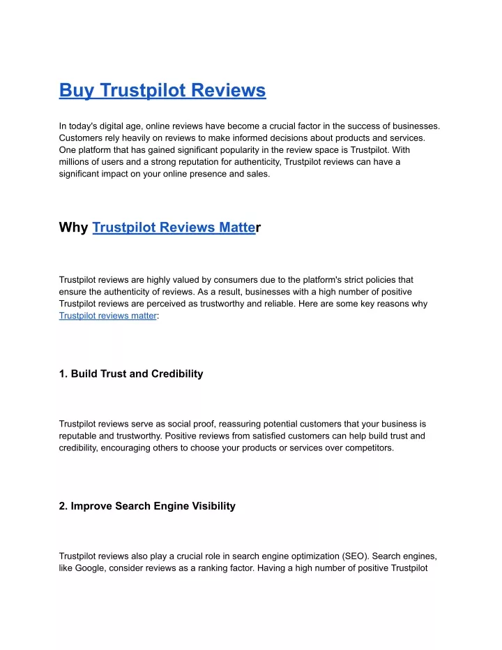 buy trustpilot reviews