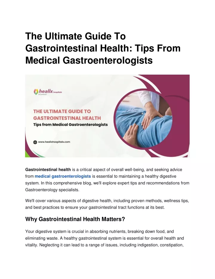 the ultimate guide to gastrointestinal health