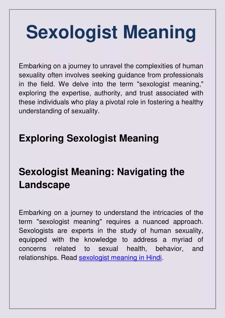 sexologist meaning