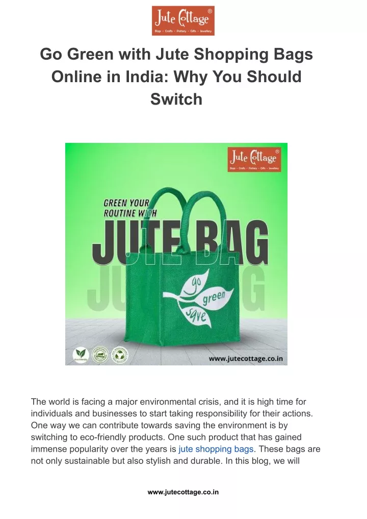 go green with jute shopping bags online in india