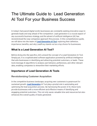 the ultimate guide to lead generation ai tool