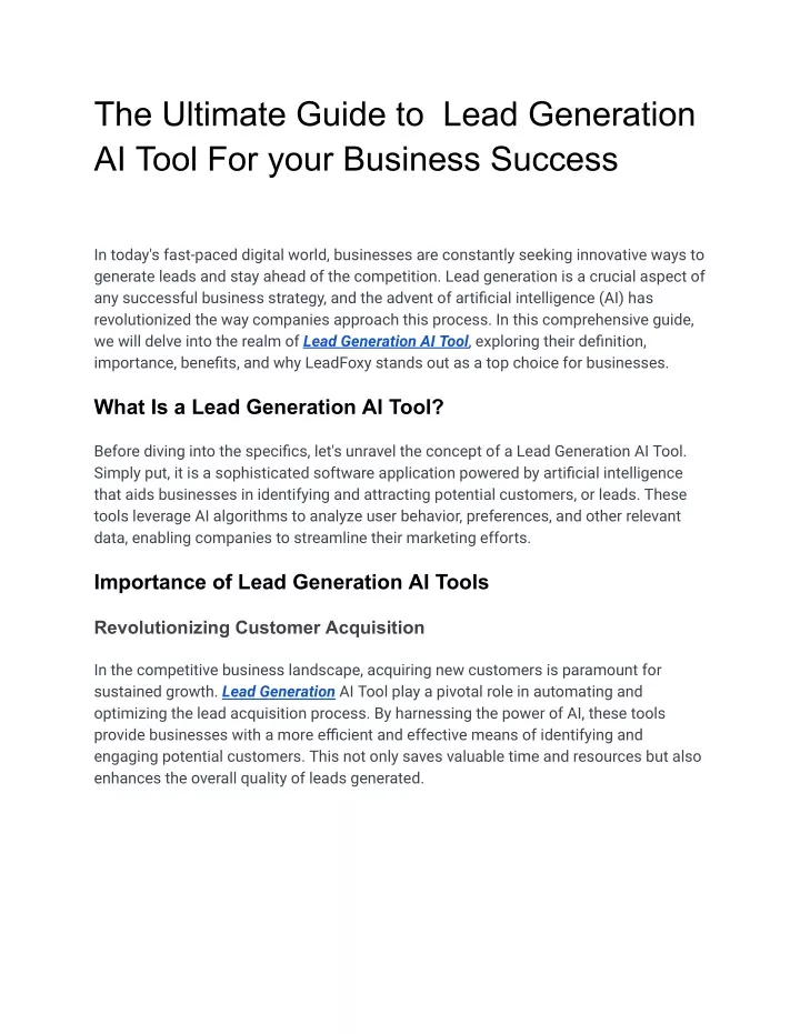 the ultimate guide to lead generation ai tool