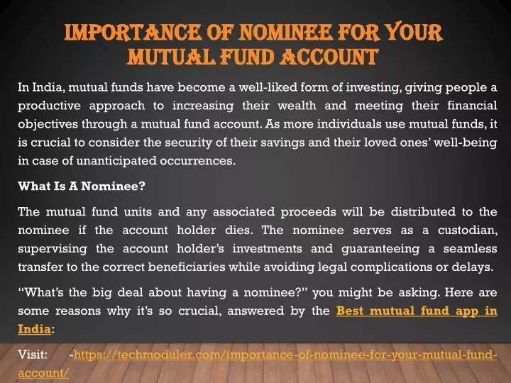 importance of nominee for your importance