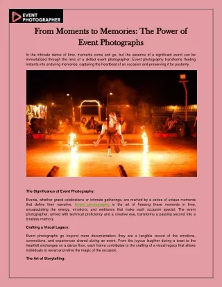 From Moments to Memories The Power of Event Photographs