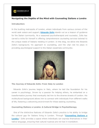 Navigating the Depths of the Mind with Counseling Italiano a Londra (1)