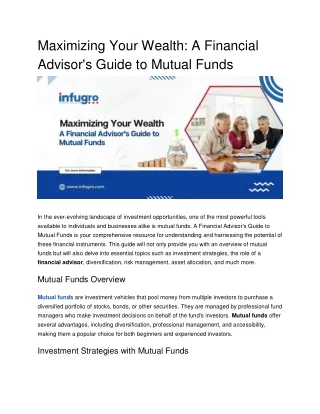 Maximizing your Wealth_ A Financial Advisor's Guide to Mutual Funds