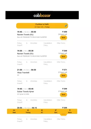 pushkar to delhi bus tickets