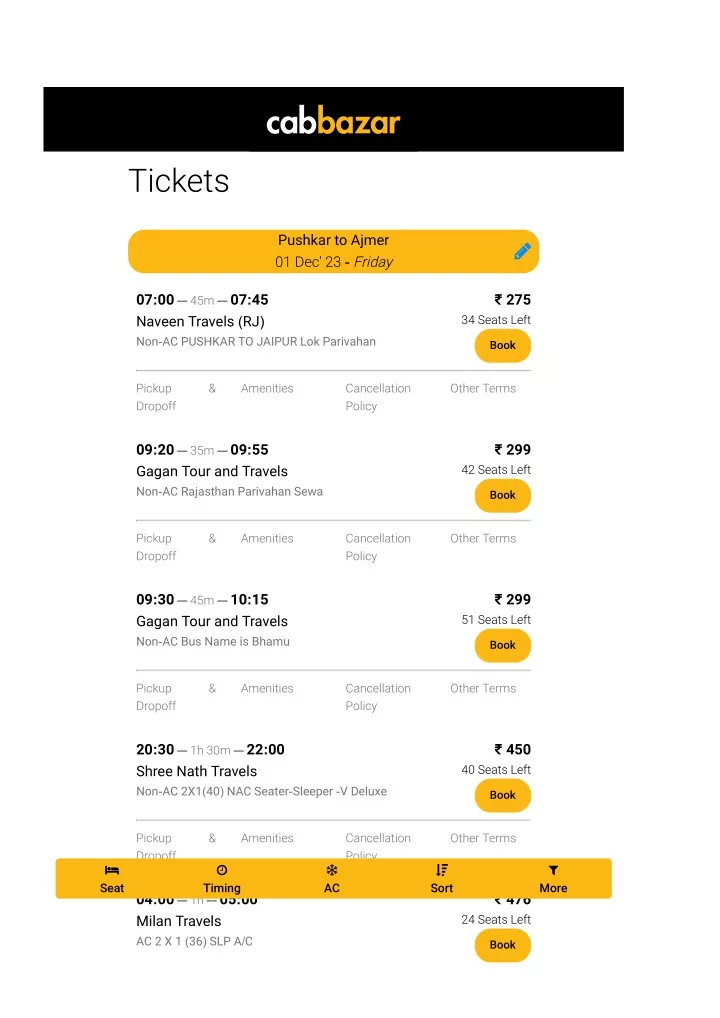 pushkar tickets