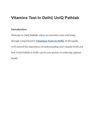 vitamins test in delhi uniq pathlab