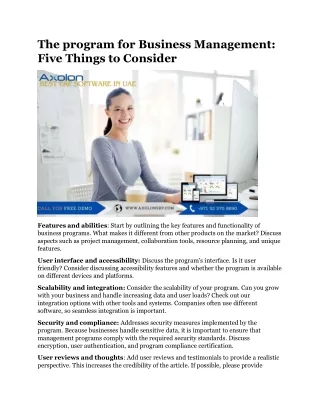 the program for business management five things