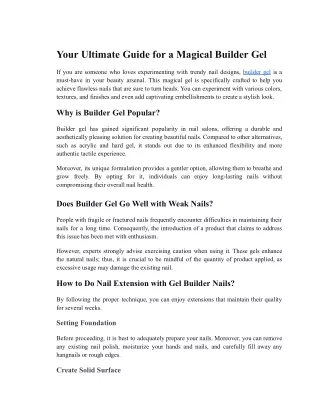 Your Ultimate Guide for a Magical Builder Gel
